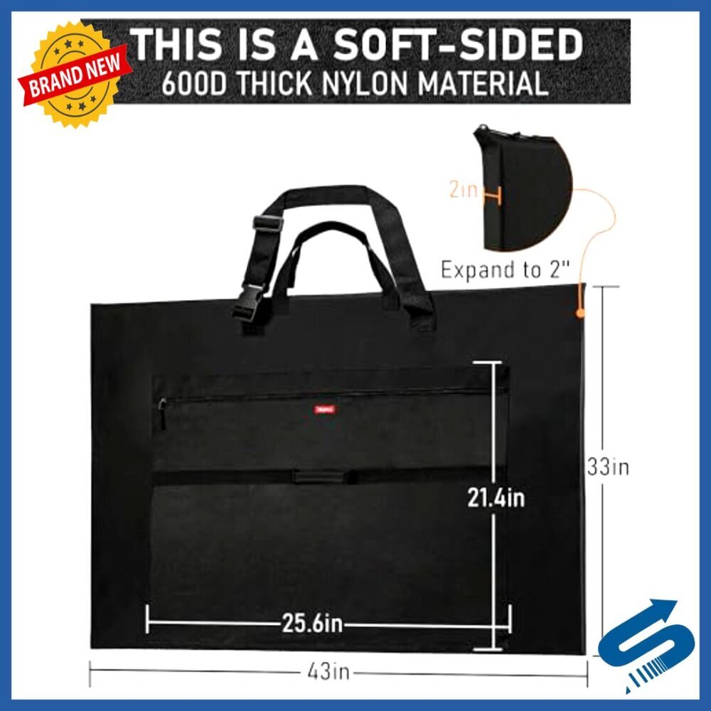 Large Waterproof Art Portfolio Bag Lightweight Storage Case Shoulder Handle - Picture 2 of 6